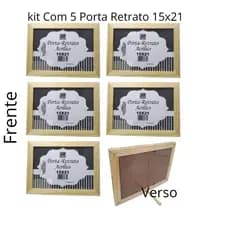 kit Porta retrato moldura de madeira com acetado 10x15 - 15x21 - 13x18
