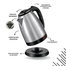Chaleira Jarra elétrica Inox Bule elétrico 1,8 lts 110v ou 220v