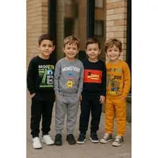 Kit Sortido 4 Peças Moletom Roupa de Criança Infantil Inverno - 2 Casacos + 2 Calças - Tamanhos 1 a 8 anos
