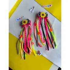 Par Laço Junino Xadrez Girassol Festa Junina penteado infantil