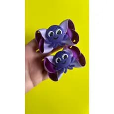 Par Laço Cabelo Infantil Bolofofo Temático Polvinho Pow