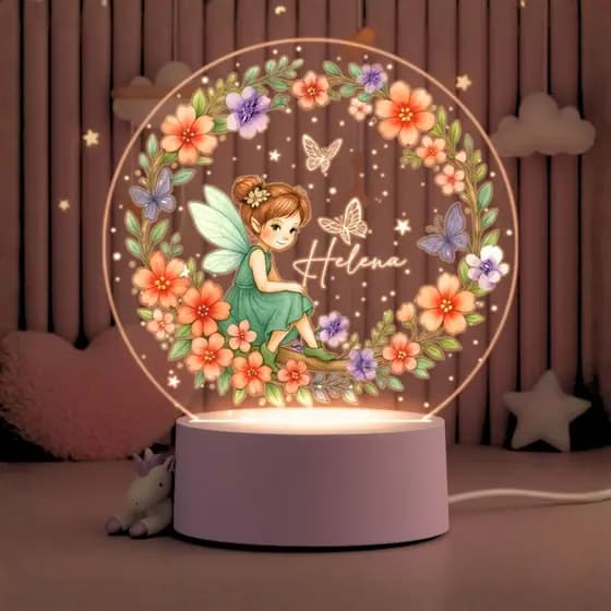 Luminaria Para Quarto Infantil Menina Com Nome Personalizado A Sua Escolha de Bebê Presente Bosque