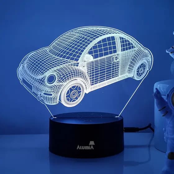 Abajur Luminária Decorativa Fusca Para Presente Decoração De Quarto Infantil Gamer Geek Sala Iluminação Escritório