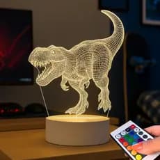 Luminária Dinossauro T-REX Para Presente Criativo Decoração Quarto Infantil Menino Tiranossauro Setup Gamer Geek Criança