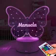 Luminária Borboleta Presente Personalizado Feminino Infantil Para Bebe Menina Recém Nascido de Luxo