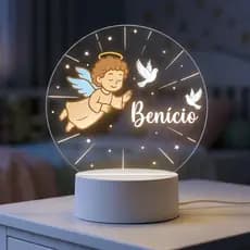 Luminária Personalizada Com Nome A Sua Escolha Para Quarto Menino Anjinho Abajur Decoração Infantil Gospel
