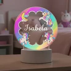 Luminária Personalizada Com Nome A Sua Escolha Para Quarto Menina Unicórnio Abajur Decoração Infantil