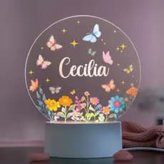 Luminária Para Quarto Menina Jardim Personalizada Com Nome A Sua Escolha Abajur Decoração Infantil