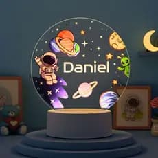 Luminária Personalizada Com Nome Quarto De Menino Astronauta