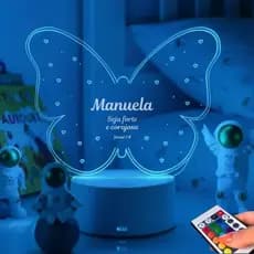 Abajur Seja Forte E Corajosa Para Menina Evangelica Presente Com Nome Personalizado Branco 127/220v