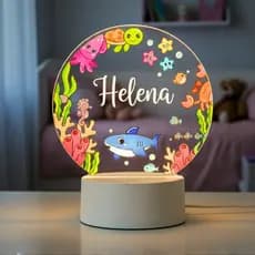 Luminária Para Quarto Infantil Fundo do Mar Personalizada Com Nome A Sua Escolha Abajur Decoração