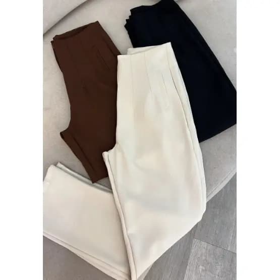 Calça Alfaiataria Feminina Cintura Alta Com Zíper Lançamento Blogueira ZR Social Slim Fino Empresaria Tendência Elegante