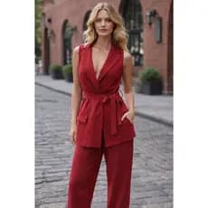 Conjunto Calça Pantalona social  max colete  feminino Material marrant melhor qualidade