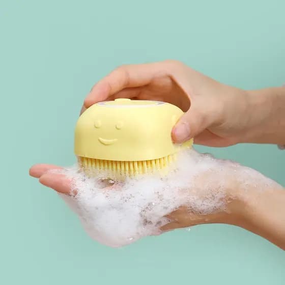 Esponja De Silicone Para Banho Com Dispenser Shampoo / Sabonete Escova Crianças Adultos e Pets