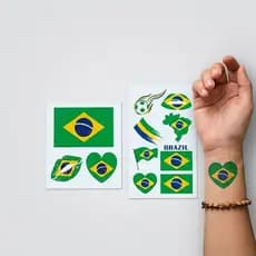 2026 Copa do Mundo Adesivos de Tatuagem  Brasil Bandeira para Rosto Festa Futebol
