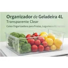 Organizador de Geladeira Grande 4L Clear Transparente | Caixa Organizadora Multiuso