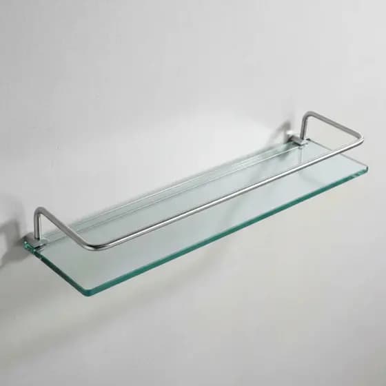 Prateleira de Vidro 8mm 40x10cm com Grade – Banheiro, Cozinha e Lavabo