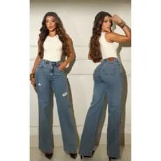 Calça Kativeiro Wid Leg jeans + elastano - MARMORIZADA