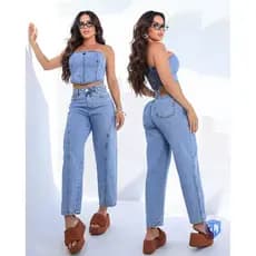 CALÇA BARREL JEANS KATIVEIRO 100% ALGODÃO - MARMORIZADA