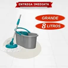 Mop Giratório 8 Litros Econômico Cesto Plástico Esfregão Microfibra