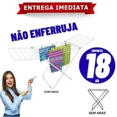 Varal De Chão Reforçado Dobrável Aço Secalux 18kg