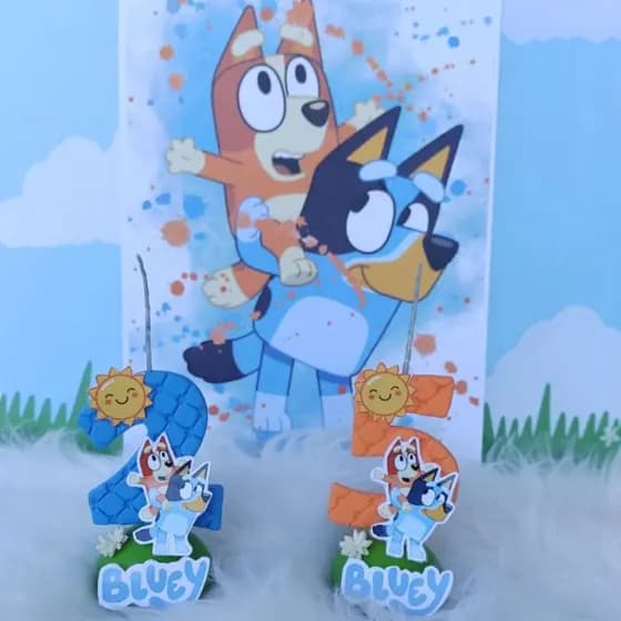 Bluey/Vela de Aniversário Bluey/Decoração Bluey/Bluey e Bingo