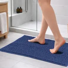 Tapete Banheiro Microfibra Bolinha Macarrão Macio Antiaderente 38x58