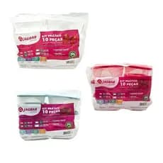 Jogo de Pote Plástico Kit Prático com 10 Peças - Jaguar - Kit 10 potes tamanhos diversos