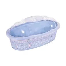 Porta Pão de Plástico com Tampa Decorado - Plasútil AZUL - Tampa Transparente