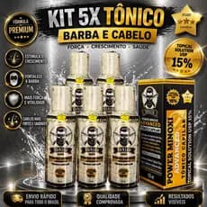 Kit 5 Tonico Barber Cabelo Barba PowerMin 120ml caixinha
