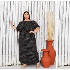 vestido longo ciganinha em tecido Duna pipoquinha plus size