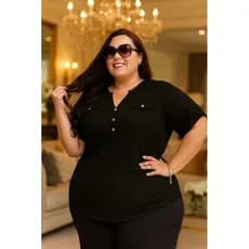 blusinhas estilo camisa em tecido Duna plus size