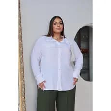 Camisa feminina manga longa  em viscose plus size