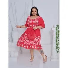 vestido midi gola quadrada em tecido Duna plus size