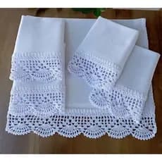 panos de prato branco liso com croche unidade