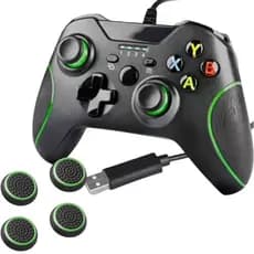 Controle Xbox One Pc Usb com fio Joystik compativel para xbox + 4 Grip