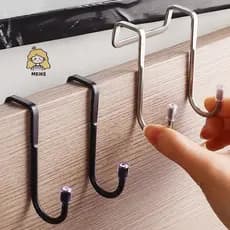 Gancho Duplo Em Forma De S De Aço Inoxidável Sem Perfuração Na Porta Do Armário Da Cozinha 304