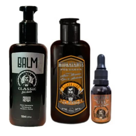 Lizan Classic Hidratante Pós Barba 140ml + Óleo para Barba 30ml + Balm Pós Barba 130ml