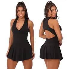 Macaquinho Feminino Fitness Short Saia Academia e Moda Praia Maiô