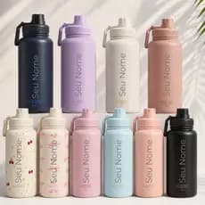 HIDDRA Garrafa Térmica GRANDE Personalizada 1200ml/1000ml com Seu NOME Antevazamento