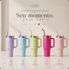 Hiddra Copo Térmico Com Seu Nome Personalizada 1200ml/1.2L  Inoxidável com Canudo Inox Coloridas