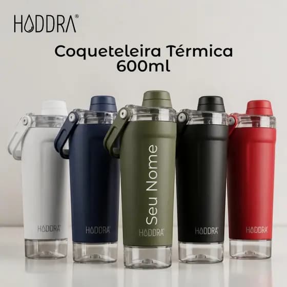 Coqueteleira Térmica Premium Personalizada Nome Shakeira 600ml Com Misturador Inox Academia Shake