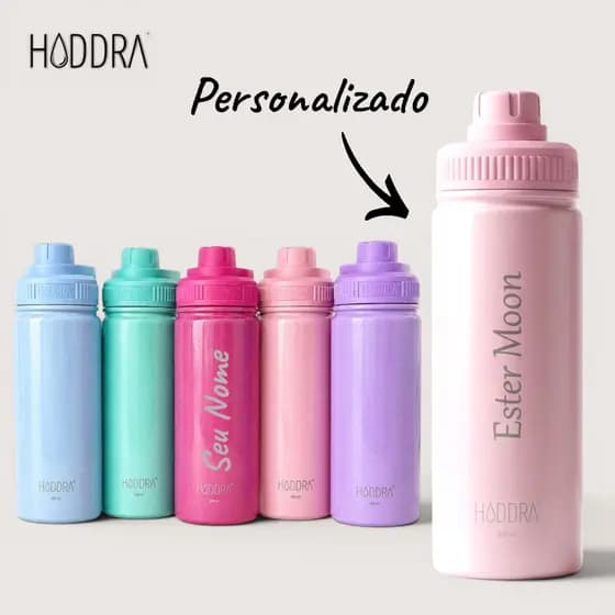 Garrafa Térmica Personalizada 600ml com Nome Squeeze Inox Garrafa de Água Academia Escola