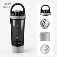Hiddra Coqueteleira 700ml Shakeira Academia com Compartimento Grande p/ Whey Vedação Segura BPA Free