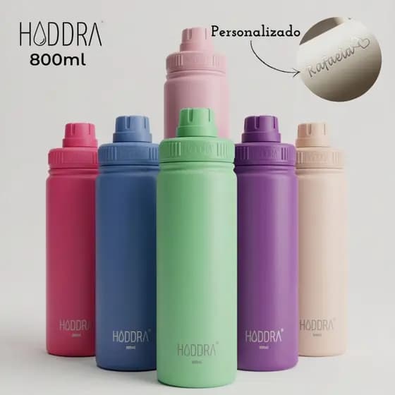 Garrafa Térmica 800ml Personalizada Seu Nome Inox Squeeze Academia Antivazamento com Alça HIDDRA