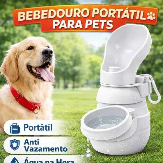 Bebedouro Portátil para Cachorro e Gato Dobrável Silicone Antivazamento Garrafa Água Pet Passeio Viagem