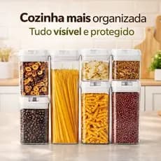 Kit 7 Potes Herméticos Acrílico Organizador Cozinha