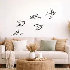 Kit 5 Quadros Vazados Pássaro Decorativo de Parede em MDF Quarto Sala Minimalista