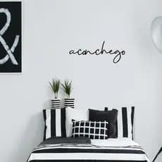 Frase De Parede Aconchego Lettering Minimalista Letras  Palavras Mdf Preto Decorativo Casa Sala Quarto