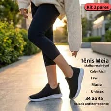 Tênis Meia Feminino Masculino Kit 2Pares Casual Ortopédico Para Academia Caminhada Unissex Slip On